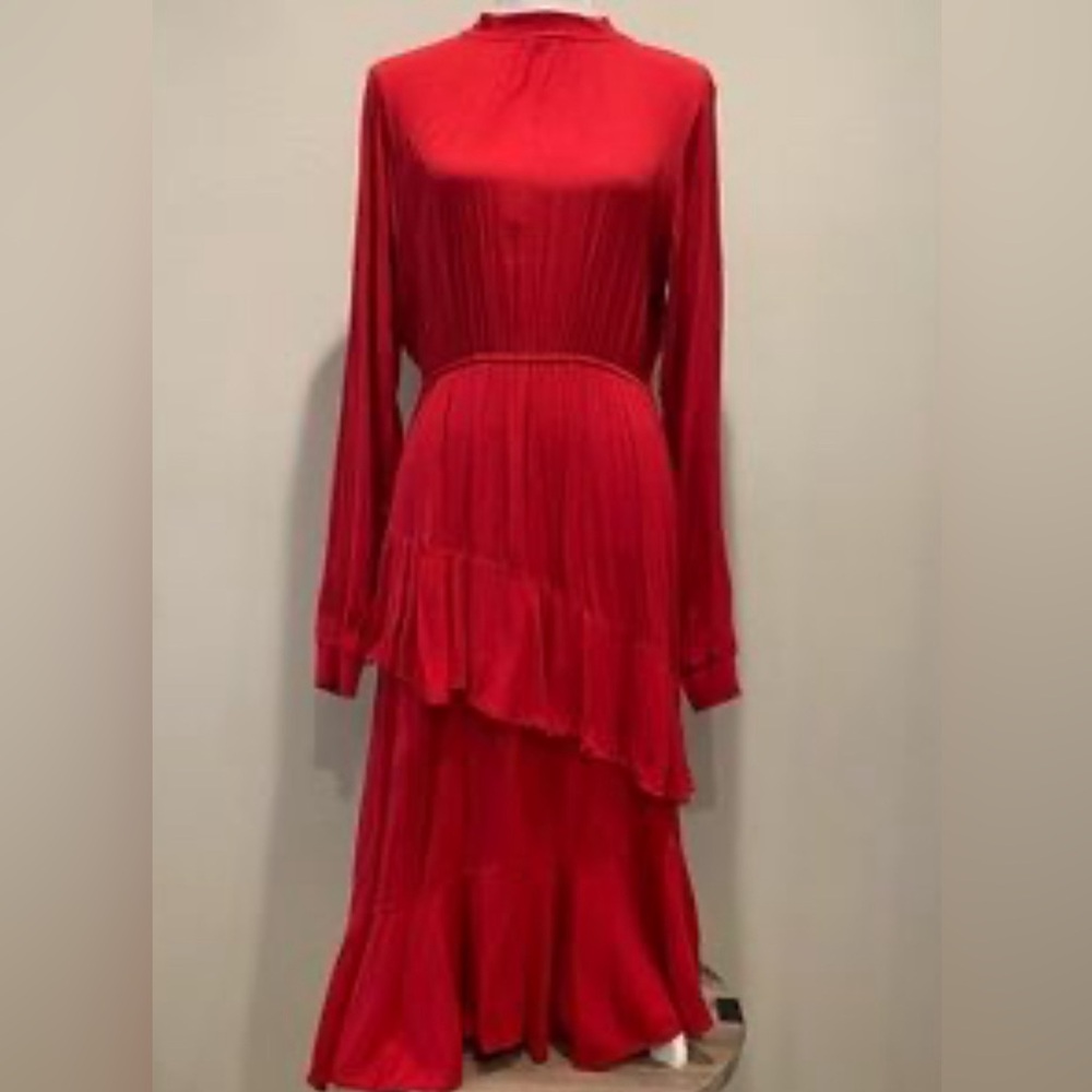 Cristina Lei Midi Red Dress Anthropologie